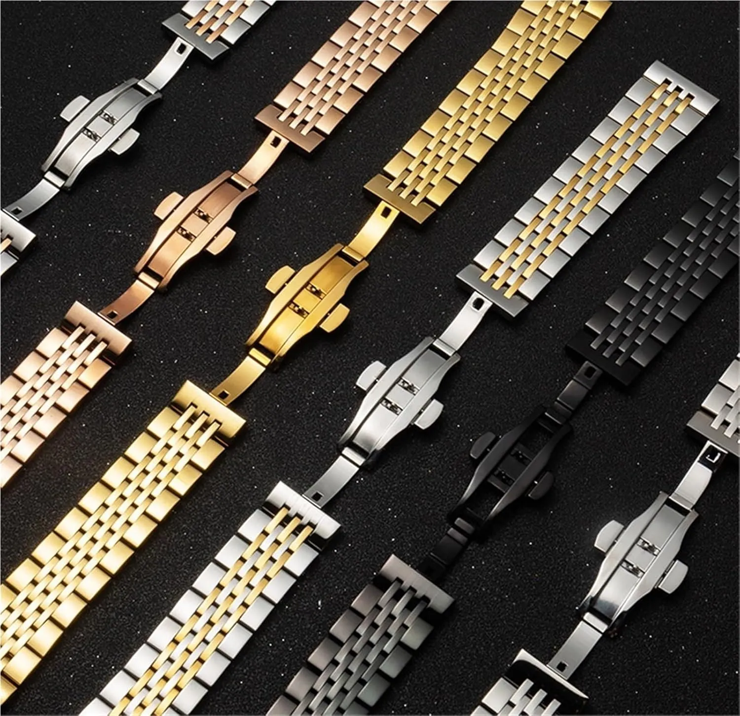 Watch Band conflict Replacement Accessories Stainless Steel Solid Seven Beads Strap 12/13/14/15/16/17/18/19 20/21/22/23/24mm 