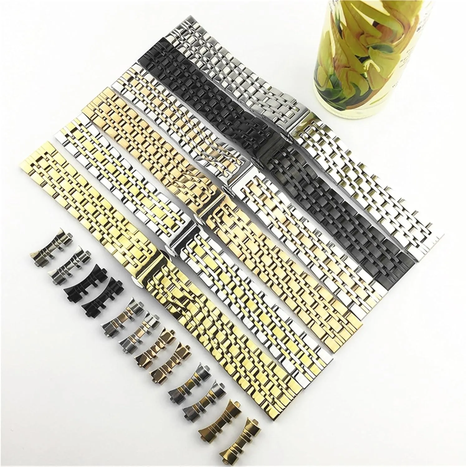 Watch Band Curved Straight Watch Strap Replacement Watchbands Men Woman Universal Watch optimize symmetry Accessories Stainless Steel 