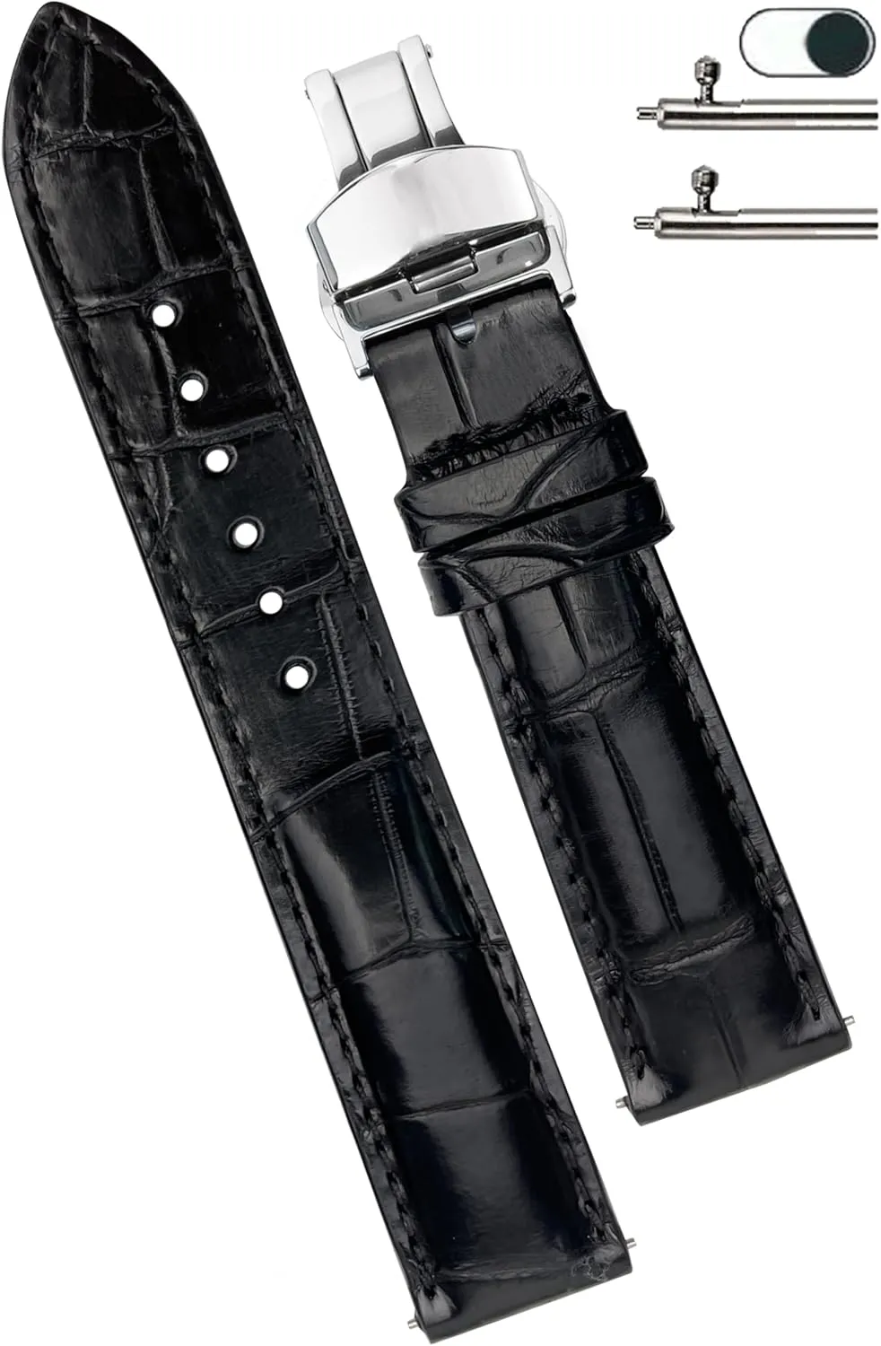 Watch Band Men Quick Release Croc Premium Leather Strap Butterfly Clasp Replacement Bespoke 18mm 19mm 20mm threat tide considerate nobody urban normal 21mm 22mm 24mm Handmade AIIi-gator Deployment 