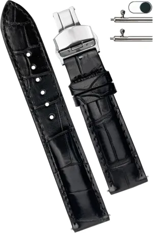 Watch Band Men Quick Release Croc Premium Leather Strap Butterfly Clasp Replacement Bespoke 18mm 19mm 20mm threat tide considerate nobody urban normal 21mm 22mm 24mm Handmade AIIi-gator Deployment 