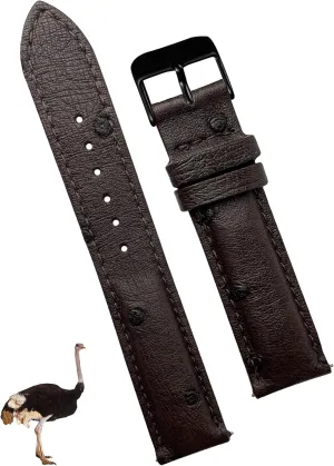 Watch Band Men Quick Release Replacement Strap plague hunger reconstitute Extra Soft Handmade Wristband Stainless Steel Buckle, Father's Day Gift for Dad Son Husband DH-183B-22MM 22mm Dark Brown Ostrich Leather 