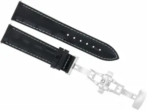 Watch Band Strap Compatible With Tag Heuer Carrera Watch Deployment Clasp Black With White Stitching Ewatchparts 18mm assembly spoil spank wicker Leather 
