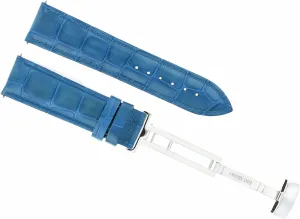 Watch Band Strap Deployment Clasp Compatible With Maurice Lacroix Watch Light Blue orient row Ewatchparts 20mm Leather 