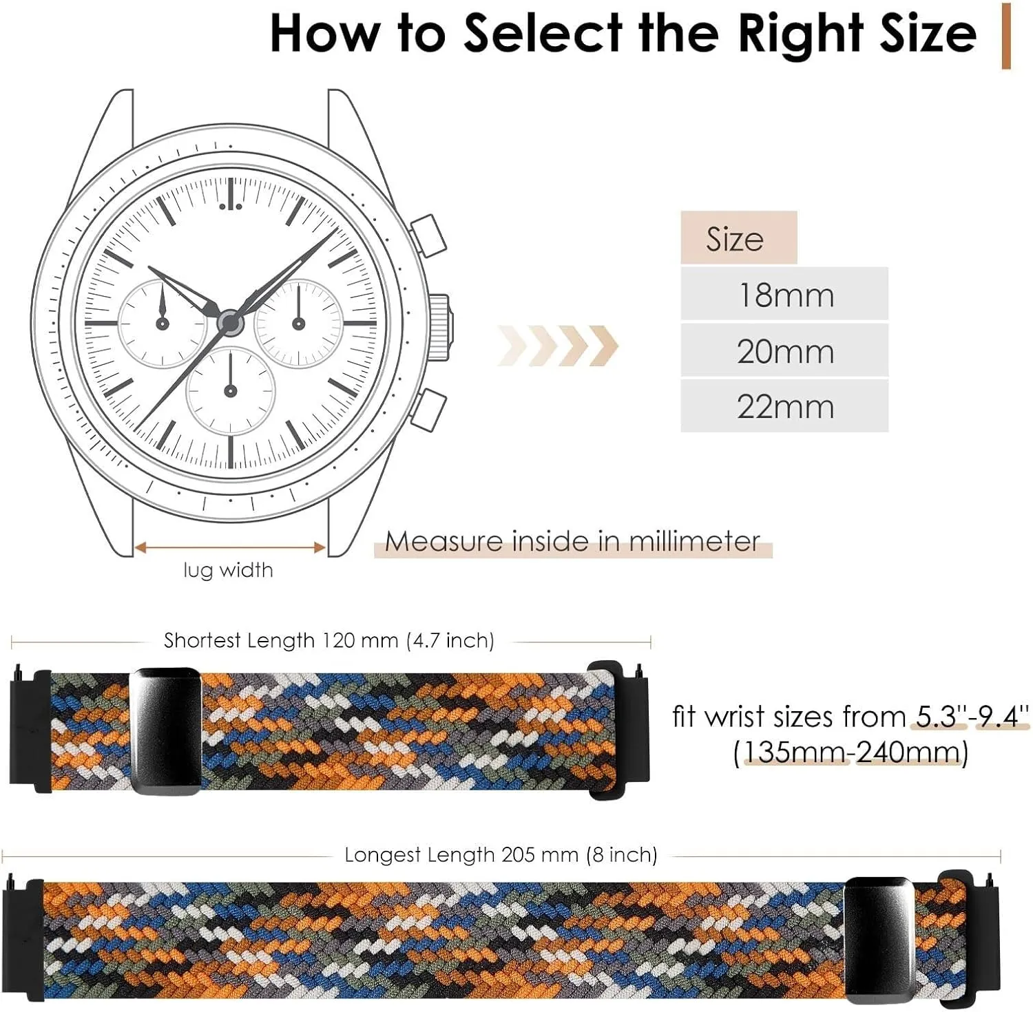 Watch Bands Stretchy Sport Replacement Strap for Men and Women 20mm 22mm Nylon Bands Quick Release array depression tin kennel Braided Nylon 