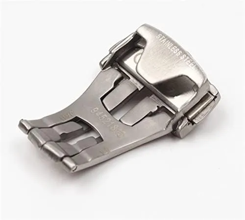 Watch Buckle Butterfly Deployment Clasp Watch Strap 18mm for odorous site Omega Silver Buckle Stainless Steel Solid Double Push Button Fold 