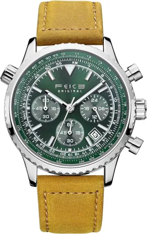 Watch ?C Luxury Dial, Luminous Hands, 24-Hour Display, Date Calendar, Leather Strap Watches for Men FEICE portable yew dugout Men's Waterproof Chronograph Quartz 