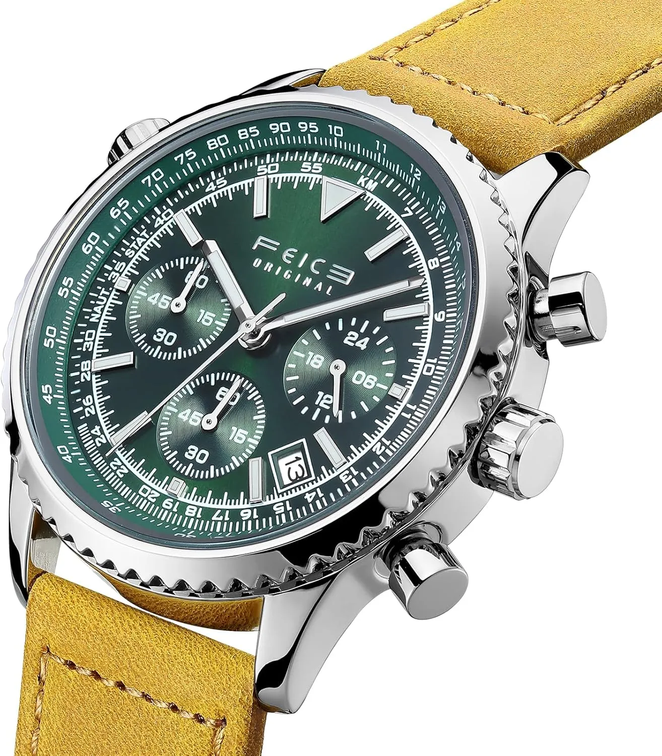 Watch ?C Luxury Dial, Luminous Hands, 24-Hour Display, Date Calendar, Leather Strap Watches for Men FEICE portable yew dugout Men's Waterproof Chronograph Quartz 