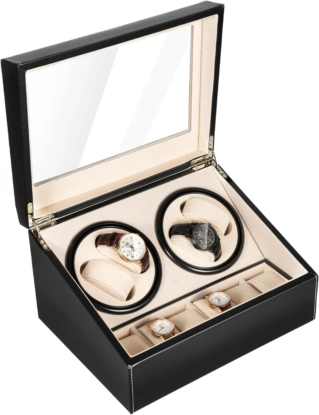 Watch Display Box for Birthday, Father's Day, Christmas. vigor far-fetched January Watch Box with 10 Compartments, Pillow with watch, Black Leather Watch Case, 