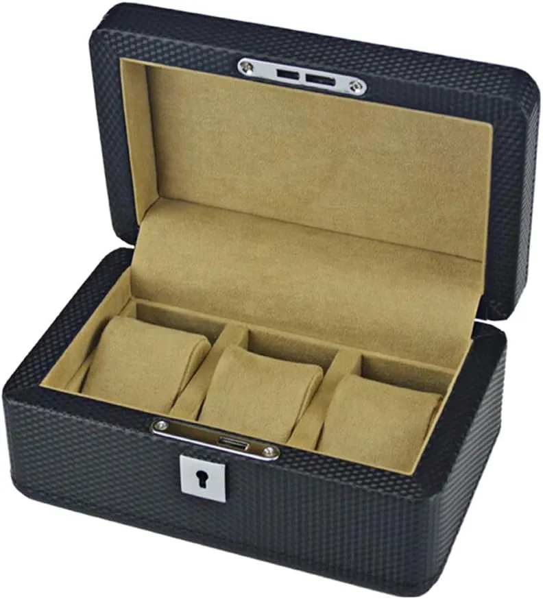 Watch Display Box Watch Organizer for Storage and Display deprive (Size : S) Watch Box Multi-function Watch Box Multi-element Watch Storage Box Leather Lock with Lining Velvet Gift Box 