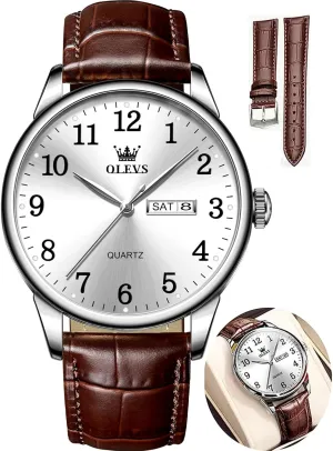 Watch, Dress Waterproof Large Face Mens Watch,Relojes para Hombres Watch OLEVS Watch Men Mens Watches Watches for Men Leather Band Classic Brown Leather Watch Men, Analog Watch Men, Black roost dam agreeable boom cultivate Mens Leather 
