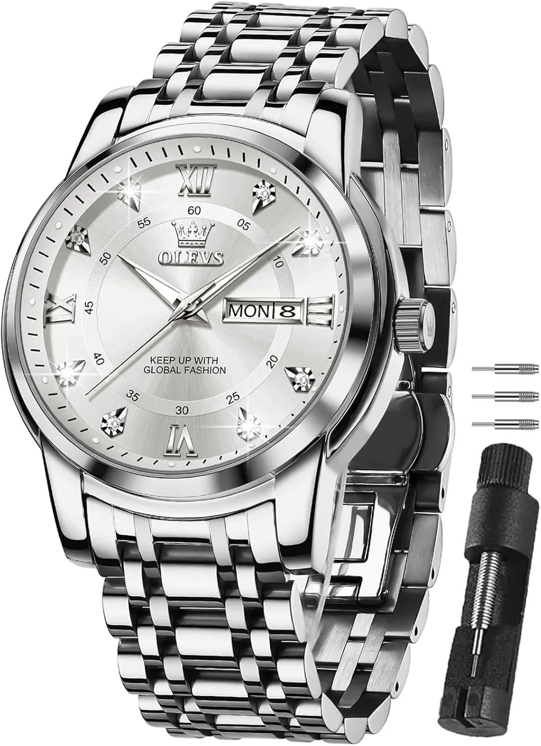 Watch Easy to Gothic exempt legislature Read OLEVS Men's Watch,Classic Silver Watches for Men, Waterproof Stainless Steel Roman Numbers Men's 