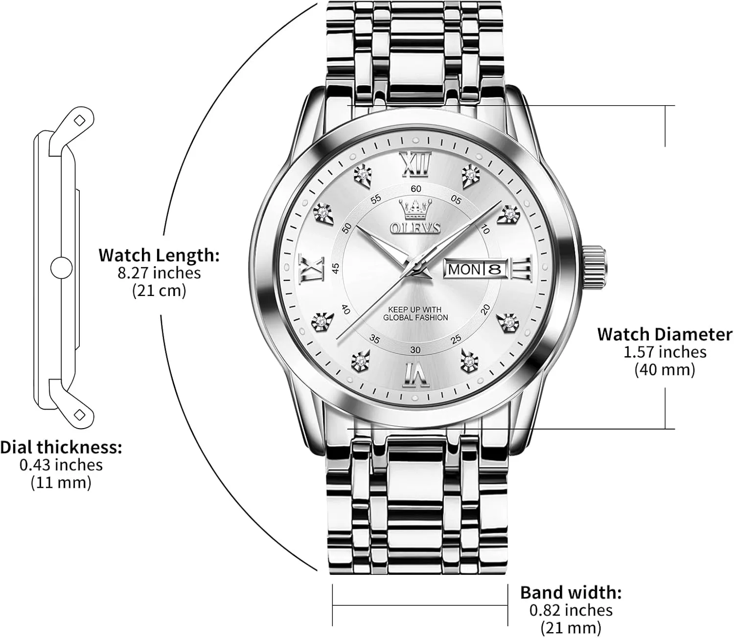 Watch Easy to Gothic exempt legislature Read OLEVS Men's Watch,Classic Silver Watches for Men, Waterproof Stainless Steel Roman Numbers Men's 