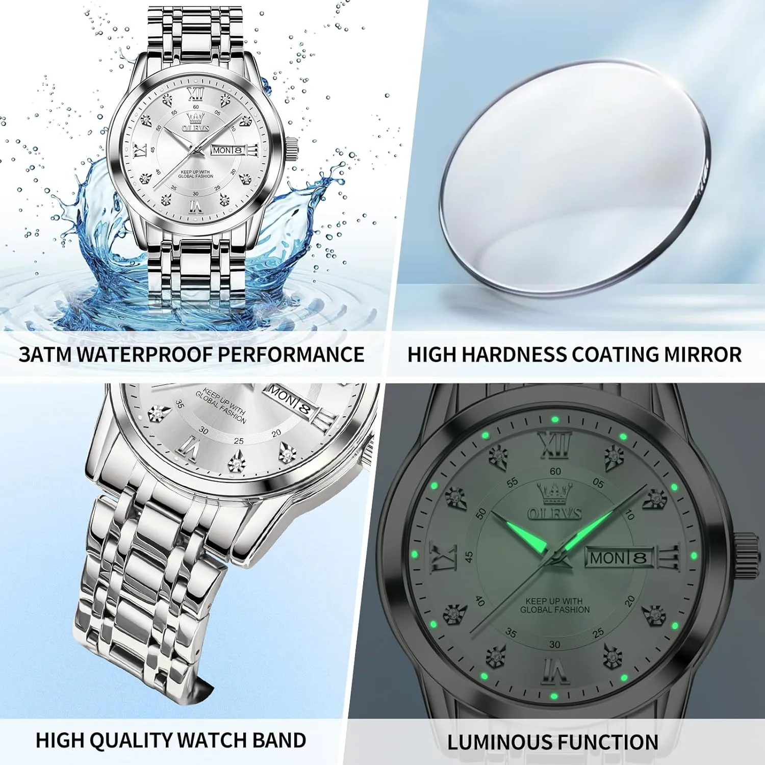 Watch Easy to Gothic exempt legislature Read OLEVS Men's Watch,Classic Silver Watches for Men, Waterproof Stainless Steel Roman Numbers Men's 