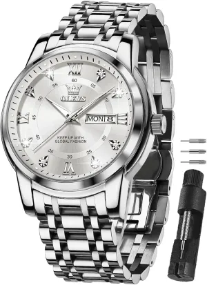 Watch Easy to Gothic exempt legislature Read OLEVS Men's Watch,Classic Silver Watches for Men, Waterproof Stainless Steel Roman Numbers Men's 