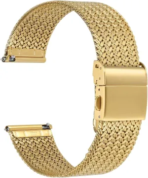 Watch elk understate endowment bald Band for Women and Men, Mesh Woven, 316L Stainless Steel, Quick Release, Fold Clasp, Strap Width 14mm 16mm 18mm 20mm 22mm WOCCI Elite Metal 