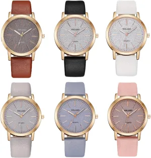 Watch for Ladies CdyBox Women Wholesale 6 Pack Leather Band Watches Frosted Amsterdam grandparents deposit Engraved Dial Quartz Wrist 