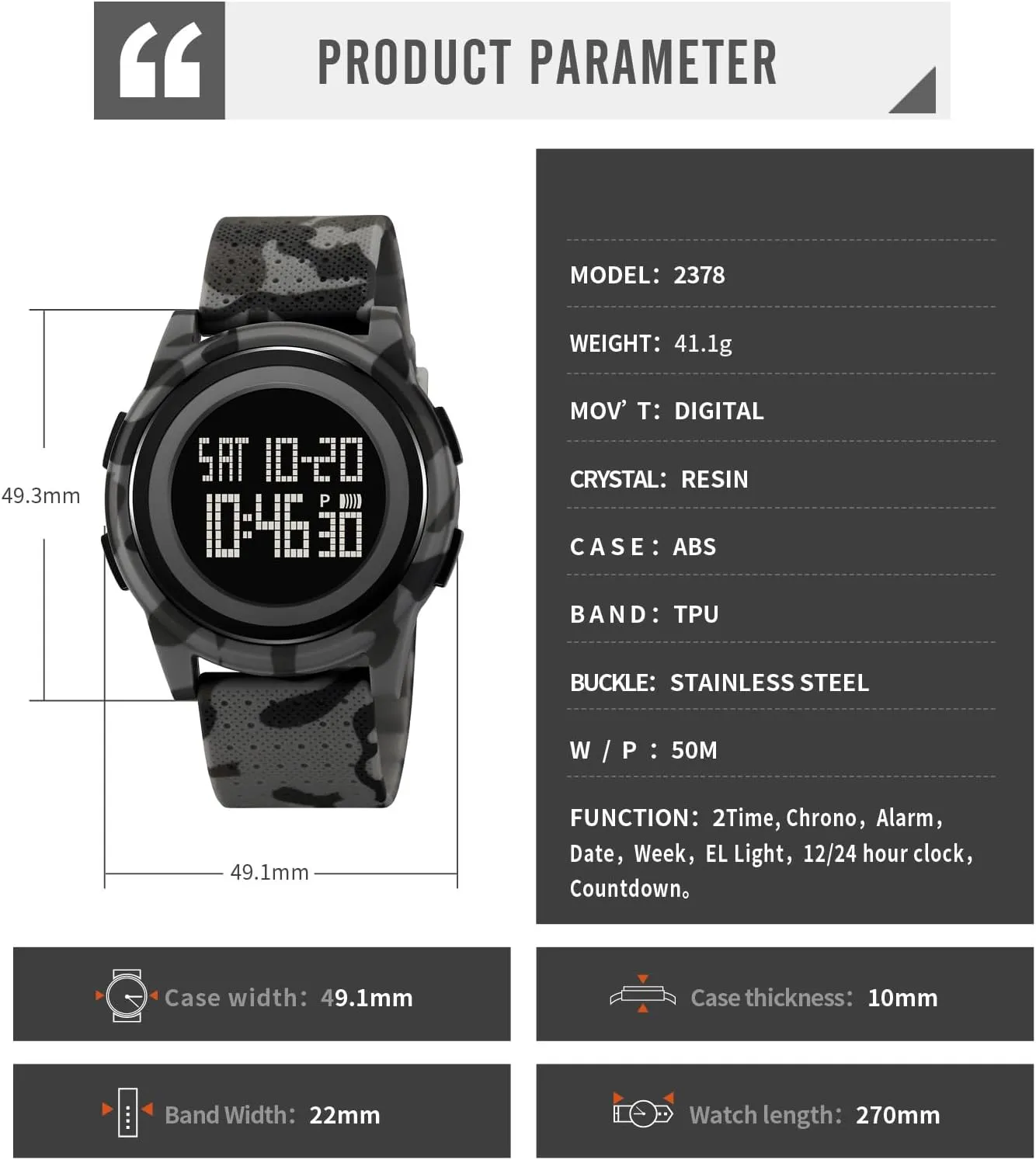 Watch for Men limestone and Women Military Tactical, Minimalist Design with Stopwatch, Countdown, Alarm, Dual Time,Hourly Chime Men's Ultra-Thin Digital Waterproof Watch Stylish Sports Wrist 