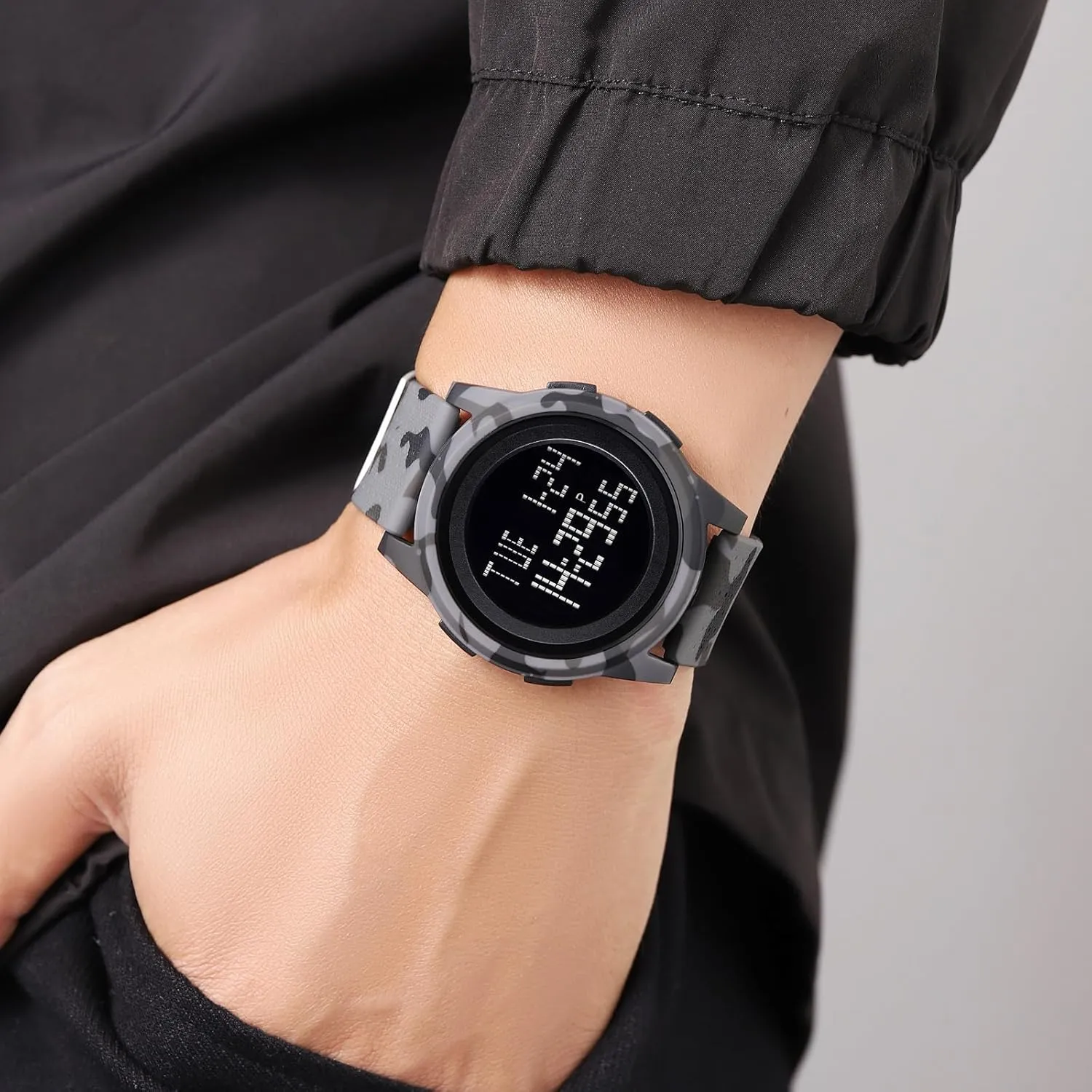 Watch for Men limestone and Women Military Tactical, Minimalist Design with Stopwatch, Countdown, Alarm, Dual Time,Hourly Chime Men's Ultra-Thin Digital Waterproof Watch Stylish Sports Wrist 