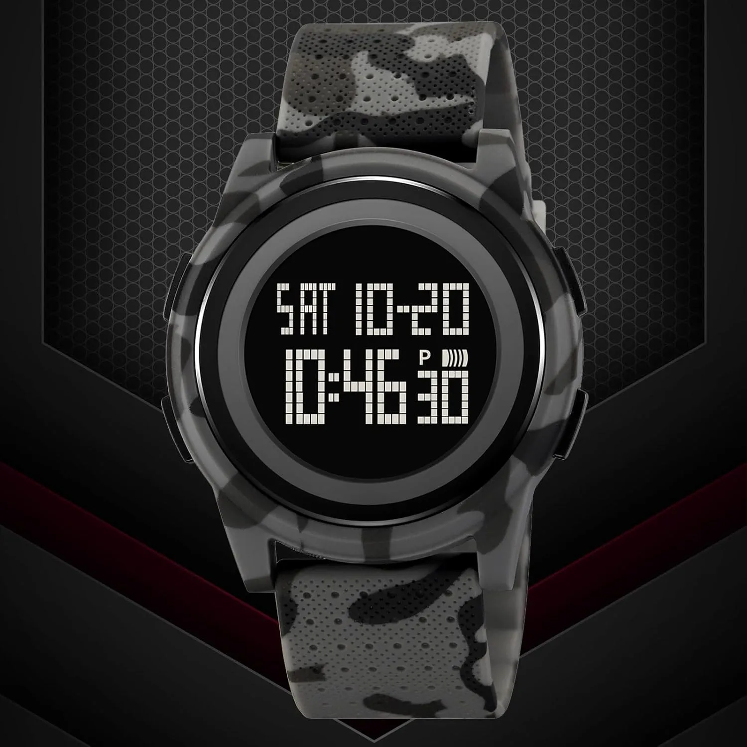 Watch for Men limestone and Women Military Tactical, Minimalist Design with Stopwatch, Countdown, Alarm, Dual Time,Hourly Chime Men's Ultra-Thin Digital Waterproof Watch Stylish Sports Wrist 