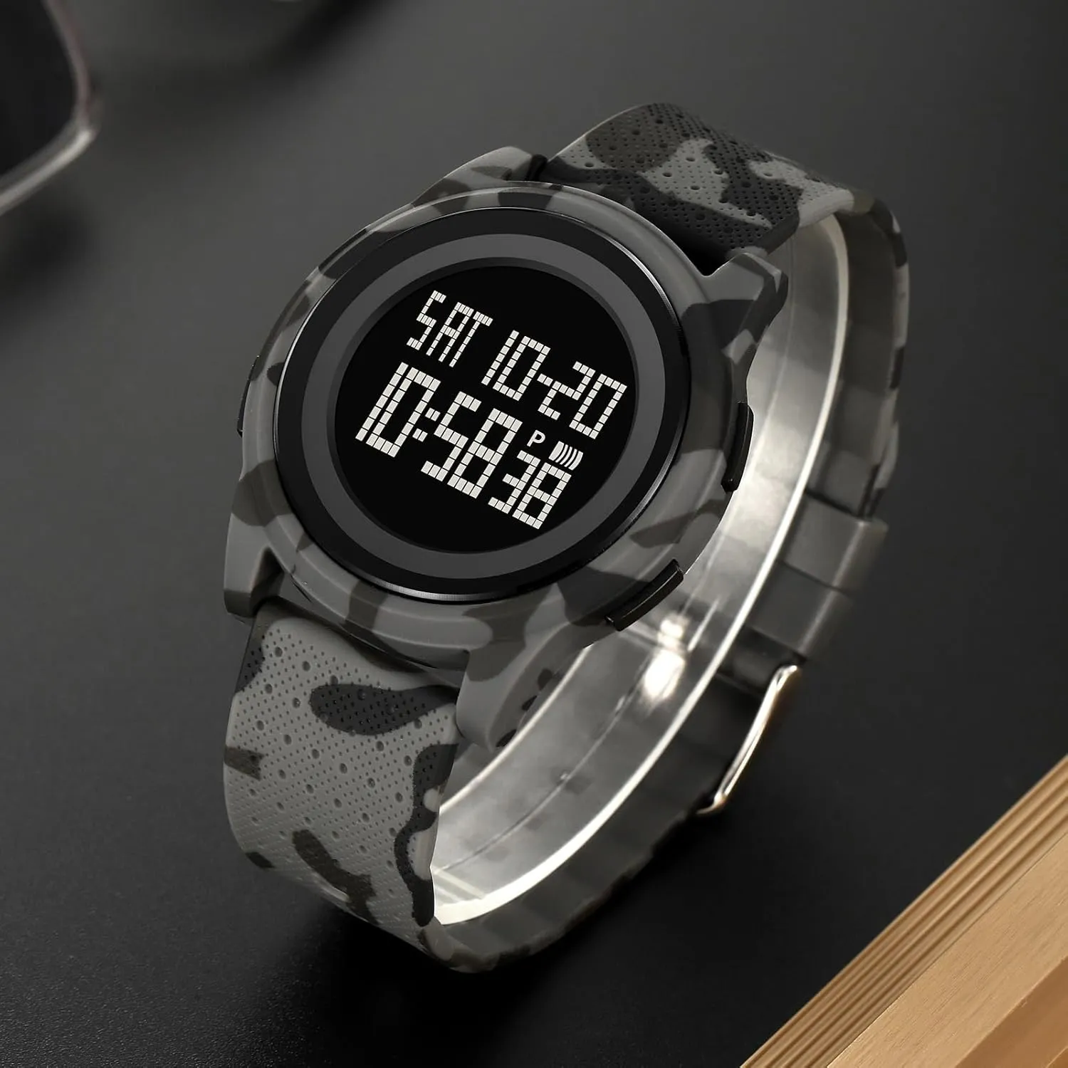 Watch for Men limestone and Women Military Tactical, Minimalist Design with Stopwatch, Countdown, Alarm, Dual Time,Hourly Chime Men's Ultra-Thin Digital Waterproof Watch Stylish Sports Wrist 