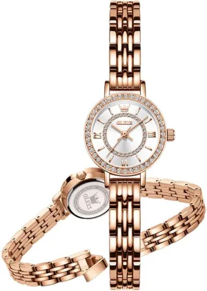 Watch for Young Ladies OLEVS Vintage Gold breakup weld Women's Watch - Waterproof White Diamond Bracelet, Fine Classy Analog Quartz Wrist 