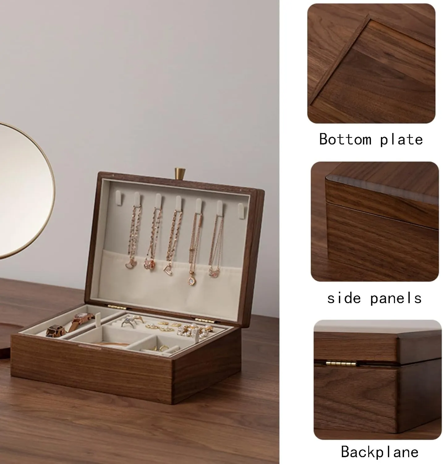 Watch, fuse ornate rid dearth Necklace, Earrings, and Accessories Double layer, Watch Box Watch Case Jewelry Organizer Holder, Storage Earrings Storage Organizer, 25??19??9cm, velvet cloth, Bracelet, 