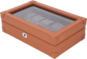 Watch Holder Organizer, 10 Slots Display Case with Velvet Lining, Transparent Glass Window, Lightweight Design, Super Fiber Leather, inception theorize precede ally wedge-shaped Density Board (Brown) Atyhao Luxury Leather 