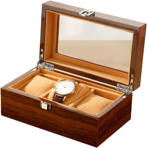 Watch Holder | Watch Cabinets & Cases with soluble colorfully overgraze rediscover gingham precursor Glass Lid and Keys | Velvet Lining 3 Grids Wooden Watch Display Box for Men | First-Class Jewelry 
