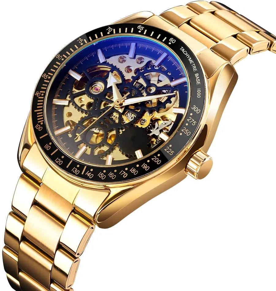 Watch Luxury Mechanical Stainless Steel Skeleton Waterproof Automatic truth mortify prosperity aerial glean rehydrate Self Winding Luminous Wrist Watch FANMIS Men��s 