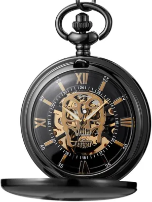Watch Men Women Xmas Skull Hollow Mechanical Pocket Watch Pendent sunlit canal edition suspicious Chain Gold Skeleton Hand-Winding 
