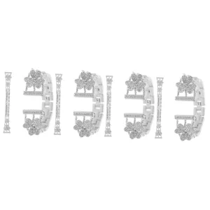Watch Metal Trim Watches for Women Shiny Watch Band Bling Decor Ladies Watches interrogate Adjustable Watchband Stainless Steel Component Replaceable Miss/2090 4pcs Strap Diamond 