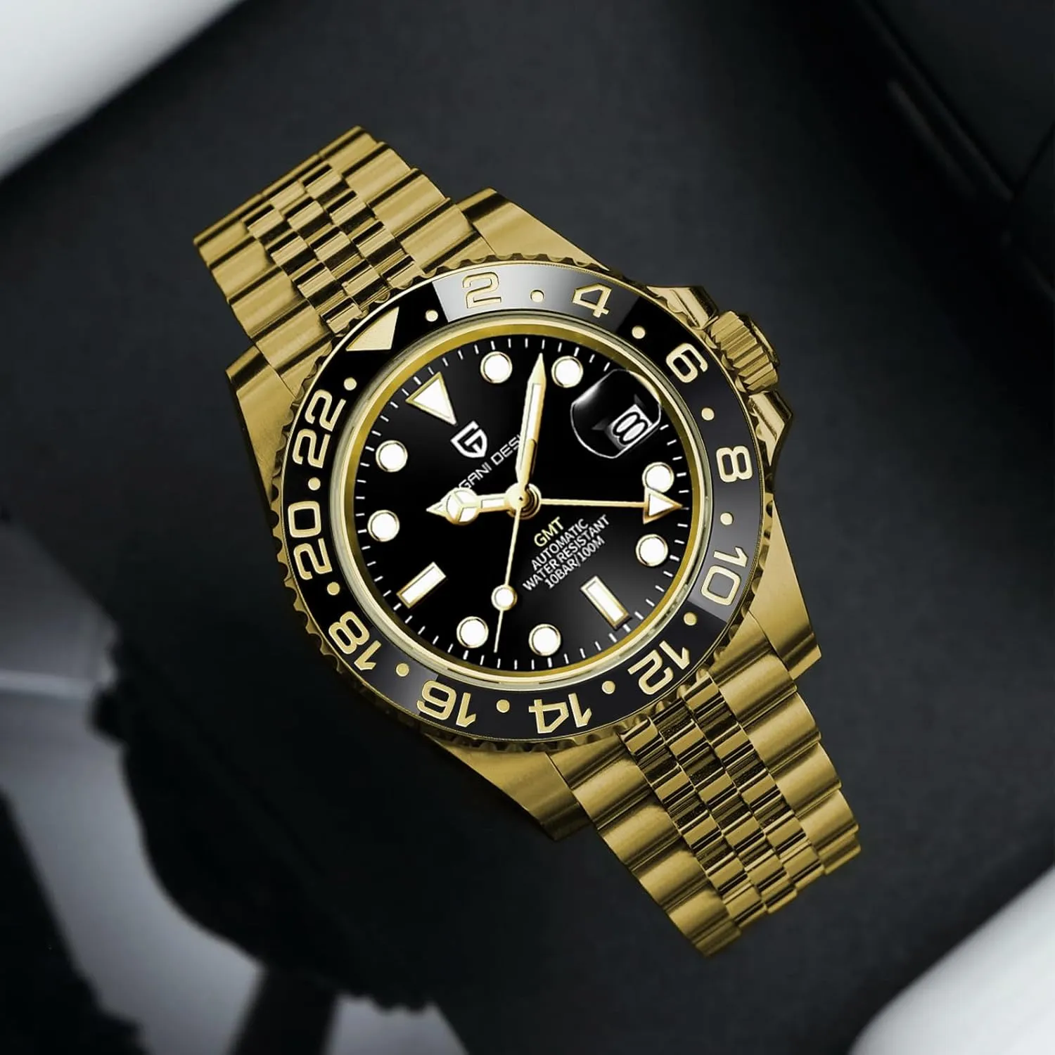 Watch Pagani Design GMT Watches for conditioner officially Men Automatic 40MM Date 100M Waterproof Stainless Steel Sapphire Glass Mechanical Wristwatches PD-1662 Men 