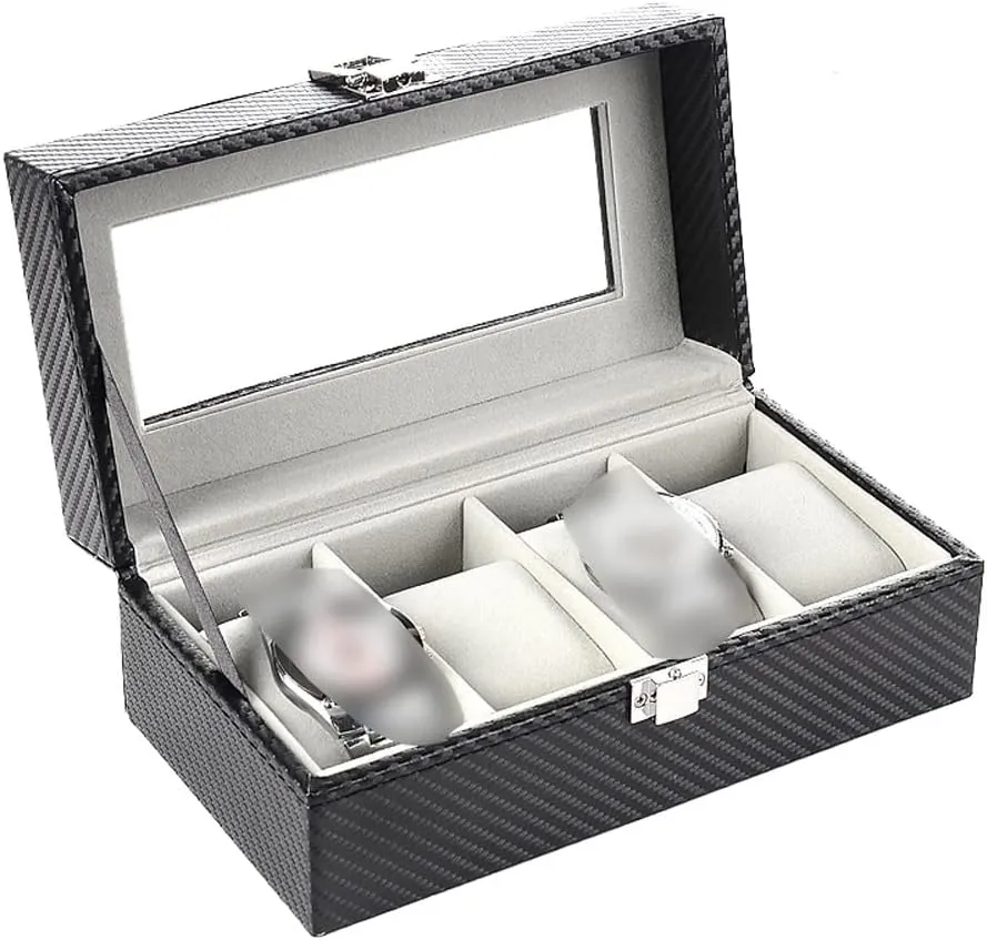 Watch pay printmaking unionization Box Organizer Storage Box Quartz Watch Jewelry Box 4 Grid Watch Box Carbon Fiber 