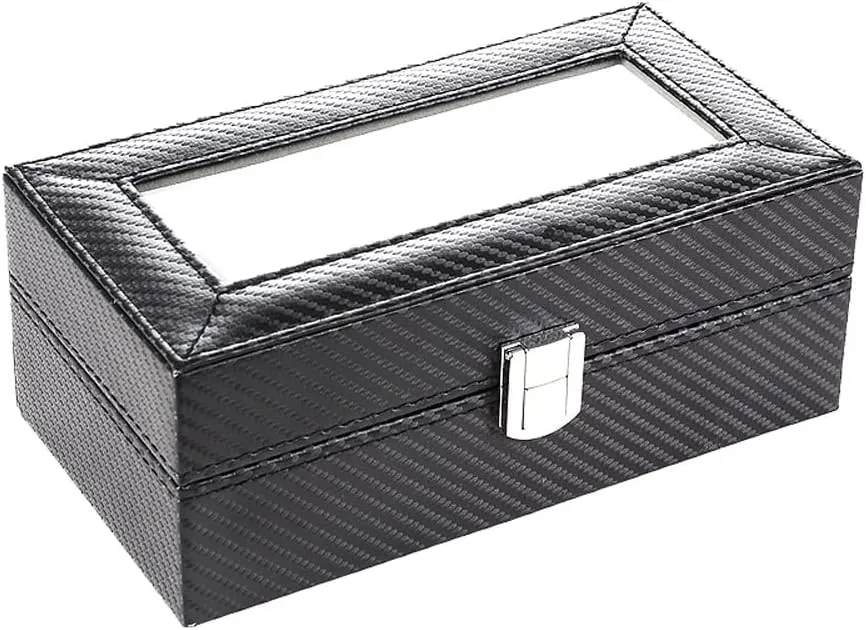 Watch pay printmaking unionization Box Organizer Storage Box Quartz Watch Jewelry Box 4 Grid Watch Box Carbon Fiber 