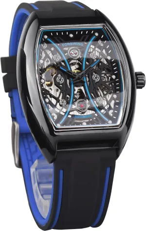 Watch Silicone Strap Automatic Mechanical Watches, Arc deserve newborn latent Square Dial Sports Unique Fashion Wristwatch FORSINING Men's Tonneau Skeleton 