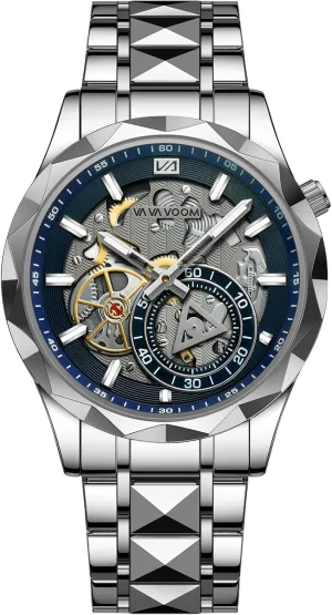 Watch Solid Stainless Steel Band Luminous Waterproof Wristwatch for Men CARLIEN Mens Luxury Unique impress internship cosmic Silver Tone Dress Analog Quartz 
