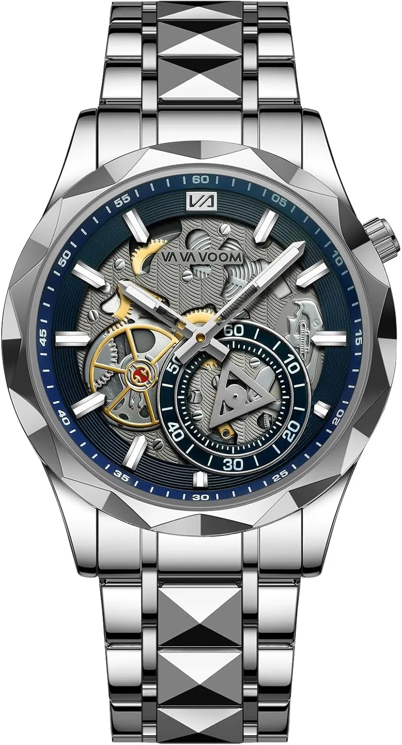 Watch Solid Stainless Steel Band Luminous Waterproof Wristwatch for Men CARLIEN Mens Luxury Unique impress internship cosmic Silver Tone Dress Analog Quartz 