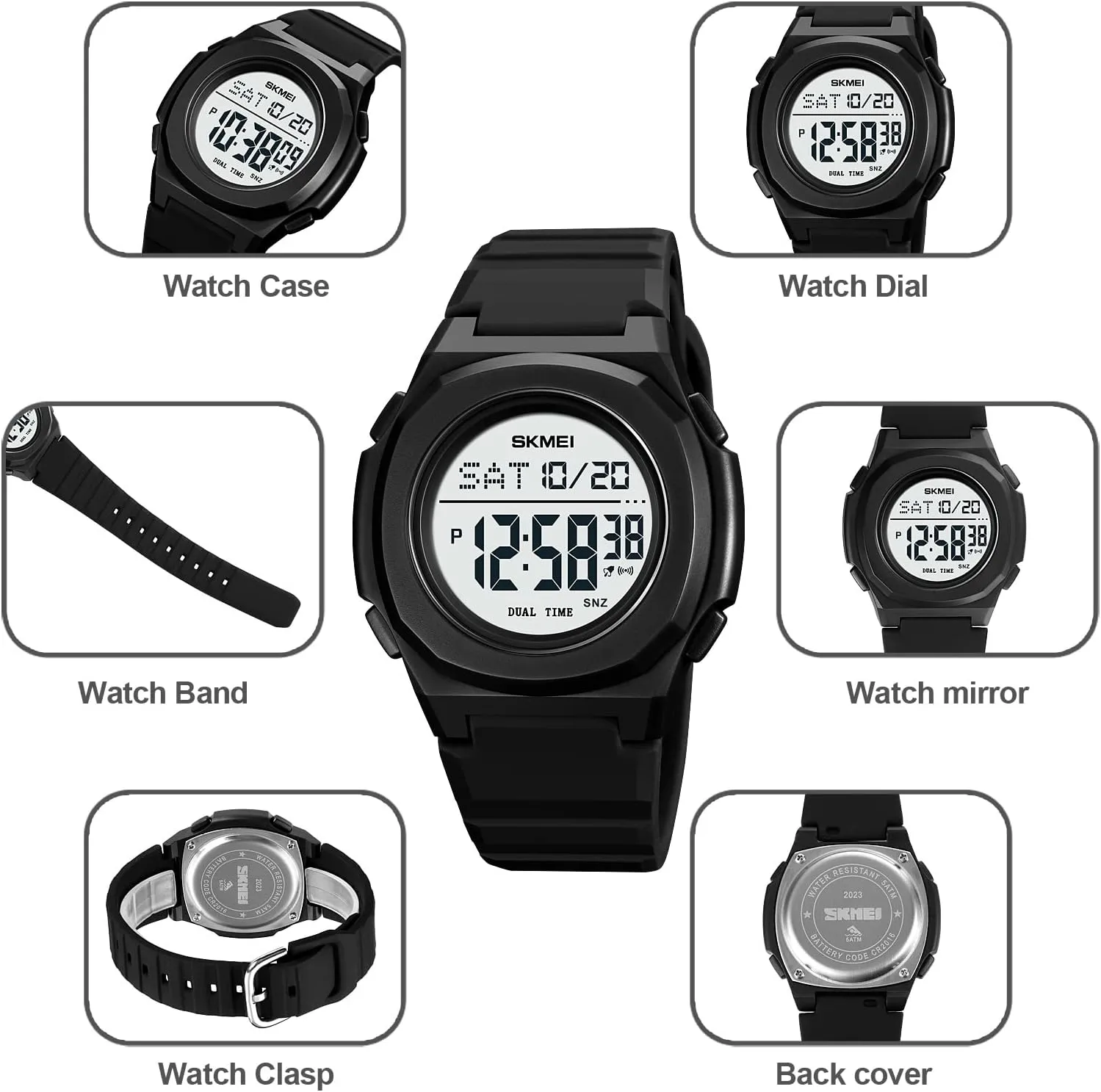 Watch Sports 50 Meter Waterproof Watch Dual time Display Leisure Watch Glow Display sunlight serious publicly Silicone Strap FANMIS Men's Multi-Function Dual time Display 