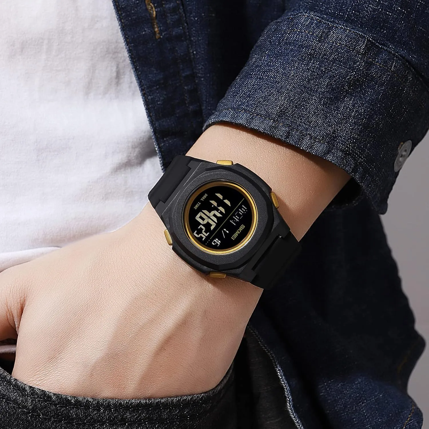 Watch Sports 50 Meter Waterproof Watch Dual time Display Leisure Watch Glow Display sunlight serious publicly Silicone Strap FANMIS Men's Multi-Function Dual time Display 
