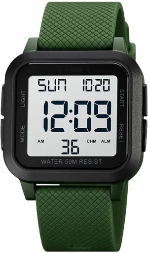 Watch Square Shape PU Strap Waterproof Multifunctional LED Watches Calendar Alarm Stopwatch Men's multivolume Women's Fashion Wristwatch Gosasa Unisex Digital 