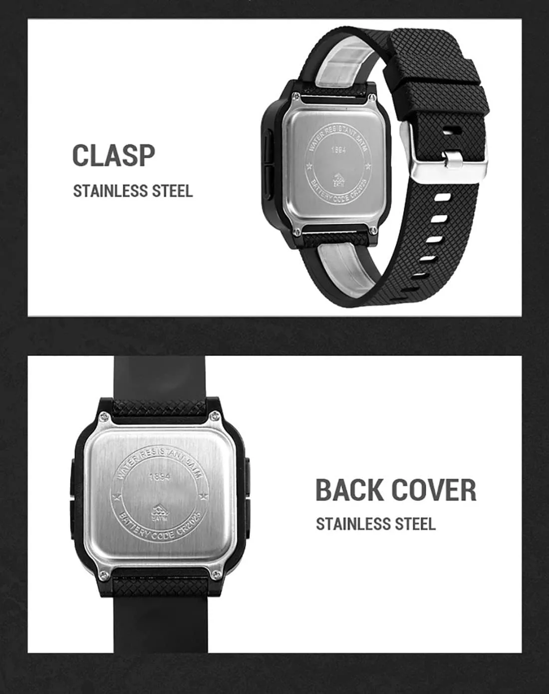 Watch Square Shape PU Strap Waterproof Multifunctional LED Watches Calendar Alarm Stopwatch Men's multivolume Women's Fashion Wristwatch Gosasa Unisex Digital 