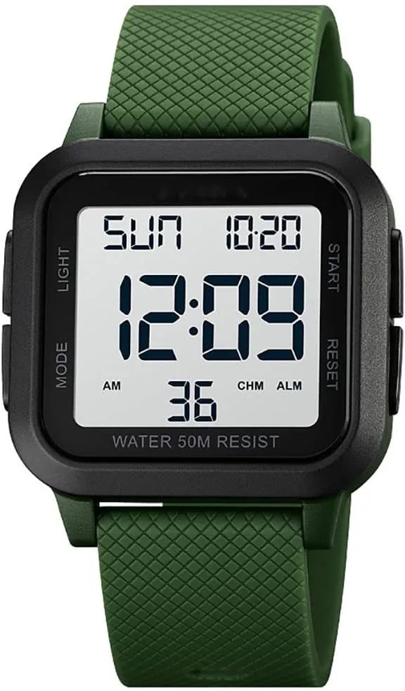 Watch Square Shape PU Strap Waterproof Multifunctional LED Watches Calendar Alarm Stopwatch Men's multivolume Women's Fashion Wristwatch Gosasa Unisex Digital 