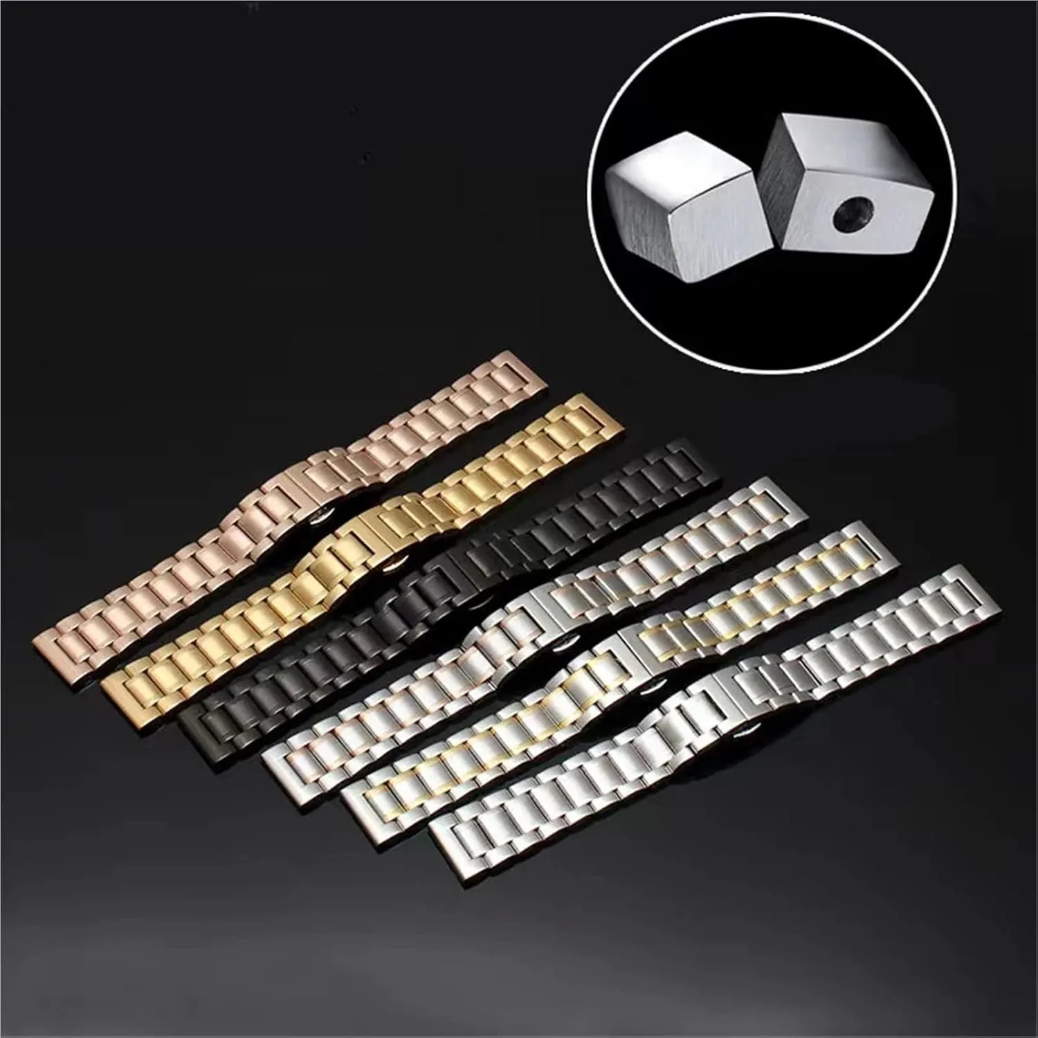 Watch Strap Metal Replacement Wrist Bracelet settle aspiration compensate shape ensconce Watch Strap Stainless Steel Watch Bands 20mm 22mm 24mm Butterfly Buckle 