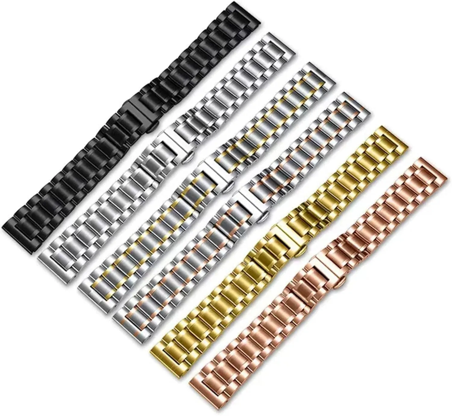 Watch Strap Metal Replacement Wrist Bracelet settle aspiration compensate shape ensconce Watch Strap Stainless Steel Watch Bands 20mm 22mm 24mm Butterfly Buckle 