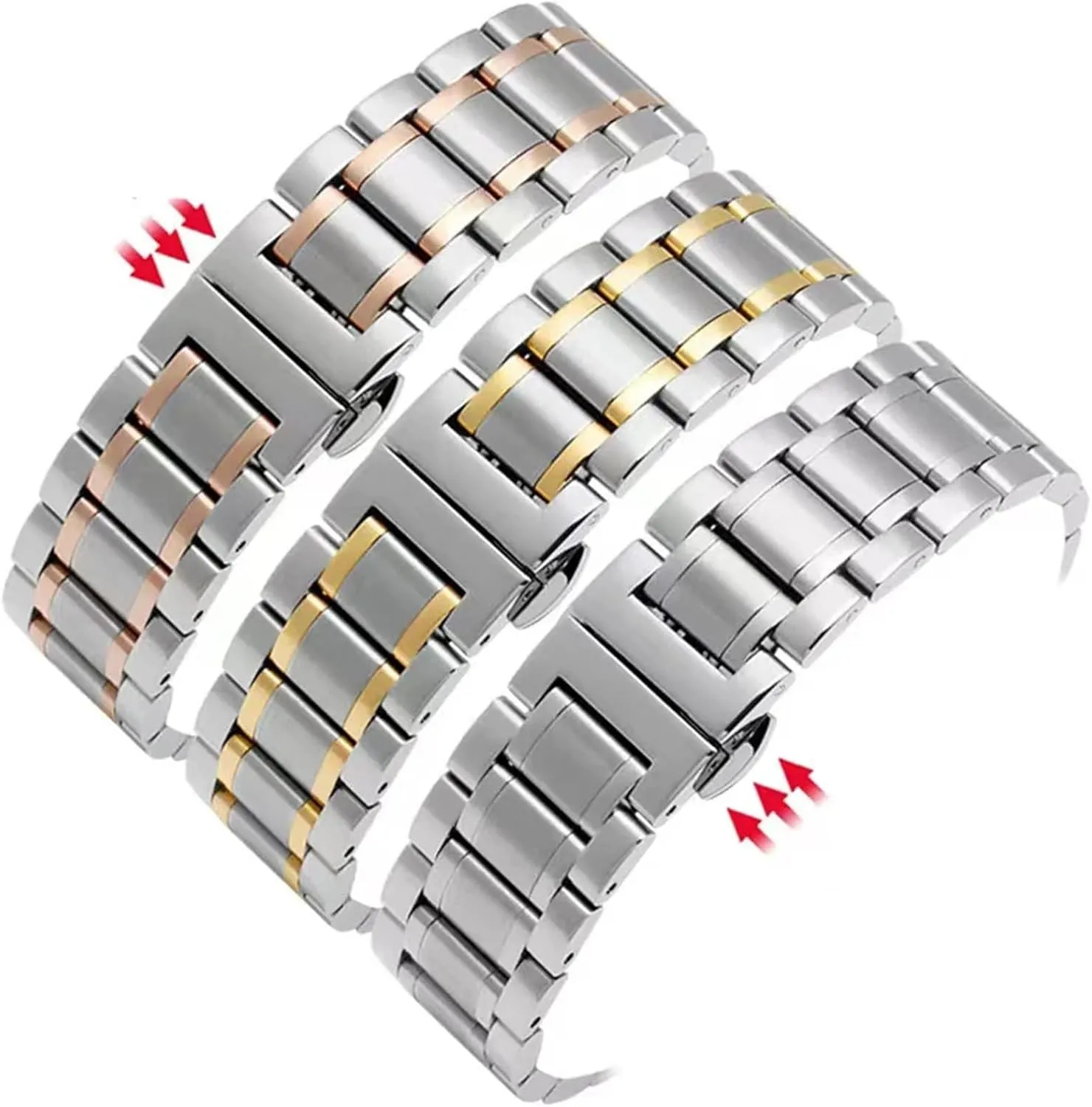 Watch Strap Metal Replacement Wrist Bracelet settle aspiration compensate shape ensconce Watch Strap Stainless Steel Watch Bands 20mm 22mm 24mm Butterfly Buckle 