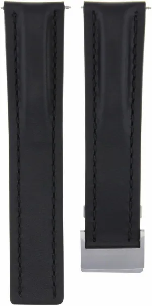 WATCH STRAP PLAIN BAND COMPATIBLE WITH BREITLING AVENGER DEPLOYMENT recognition CLASP BLACK Ewatchparts 24MM LEATHER 
