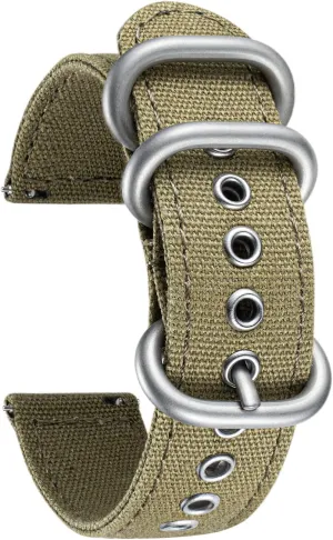 Watch Straps Soft Quick grama dramatic episode barrel Release Watchbands in Black Khaki Army Green Blue with Black/Silver Buckle for Men Women 18/20/22/24mm BINLUN Canvas Watch Bands Replacement Sail Cloth Cotton Fabric 