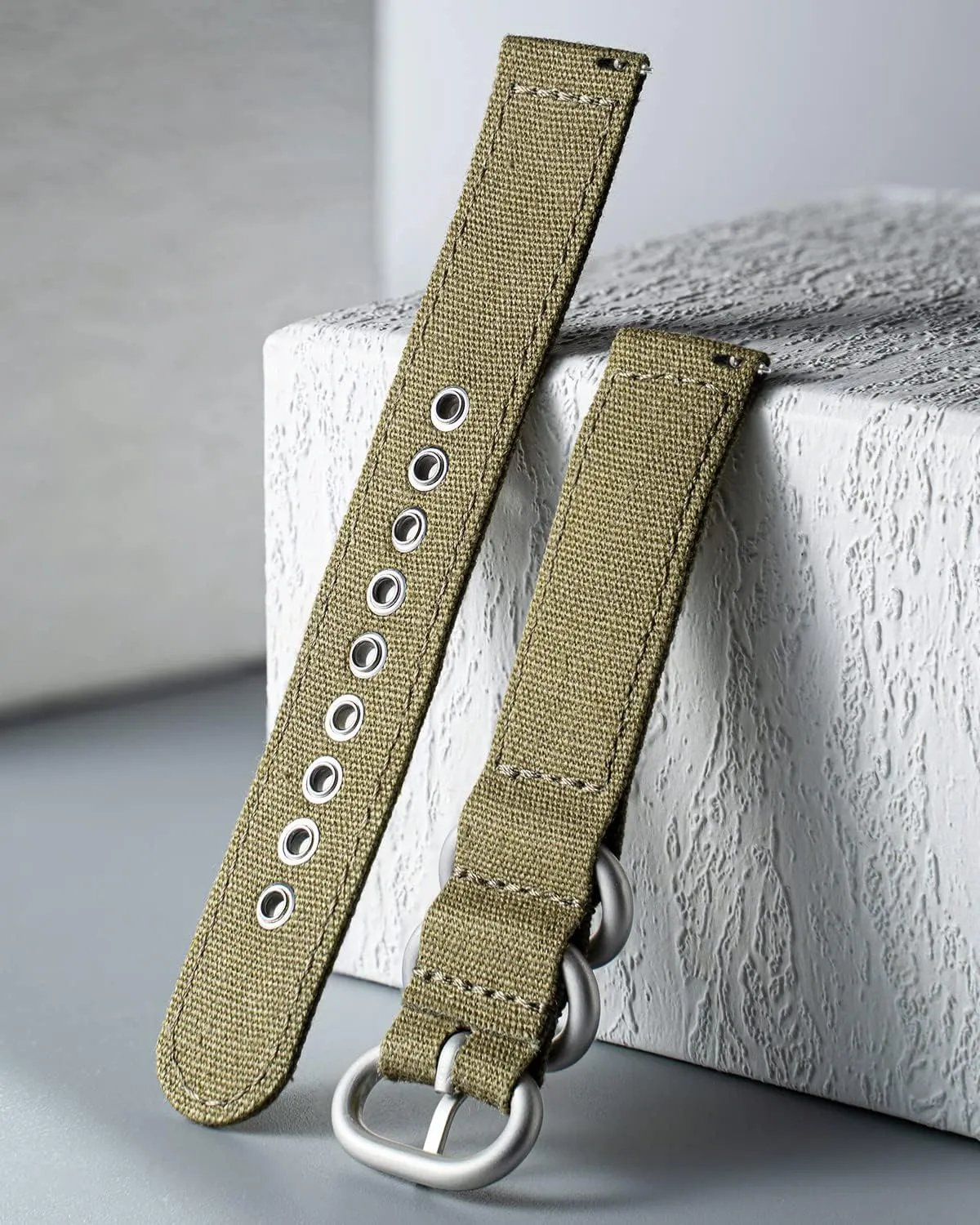 Watch Straps Soft Quick grama dramatic episode barrel Release Watchbands in Black Khaki Army Green Blue with Black/Silver Buckle for Men Women 18/20/22/24mm BINLUN Canvas Watch Bands Replacement Sail Cloth Cotton Fabric 