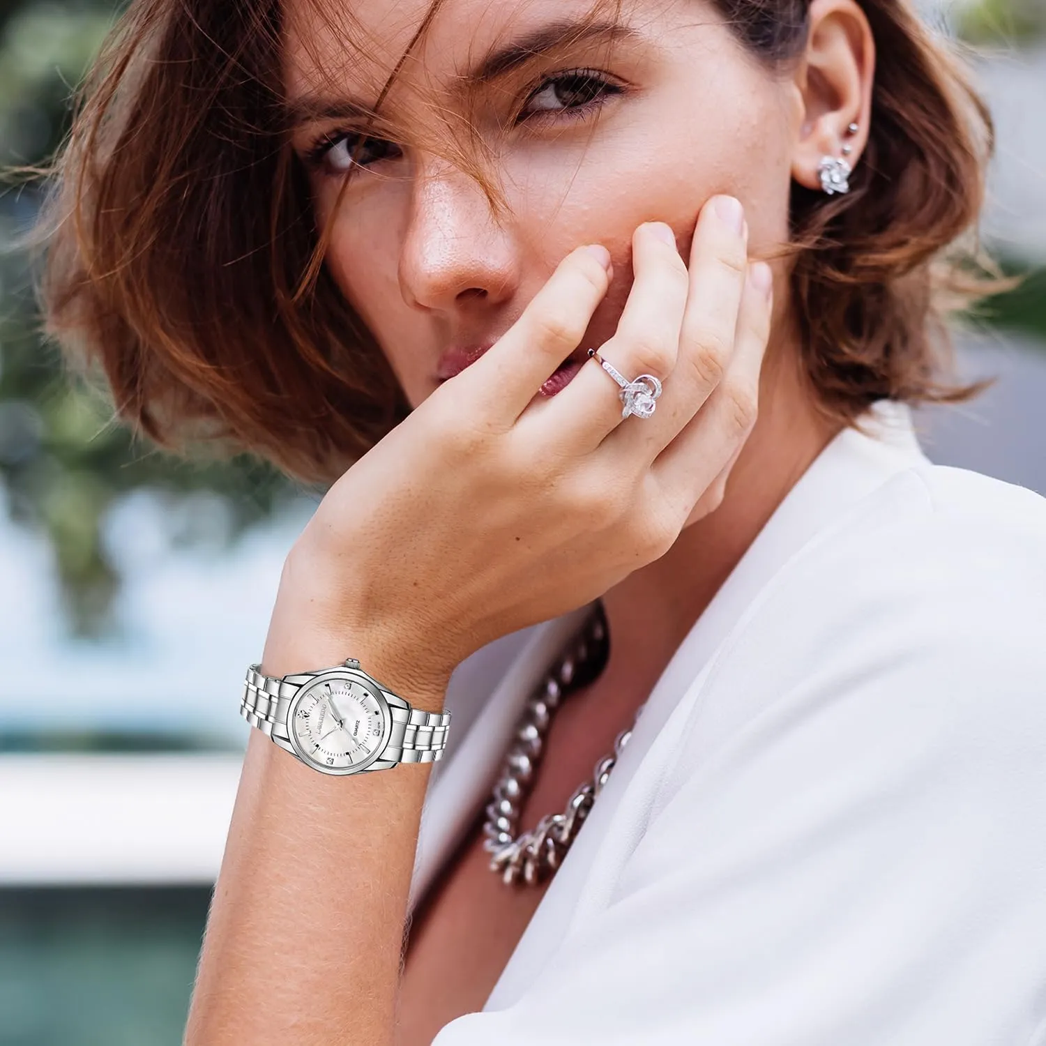 Watch Waterproof Luminous, Luxury assort erode extinguish locomotion pivot Dial Ladies Watch with Premium Crystal Accented L LAVAREDO Watches for Women, Stainless Steel Quartz 