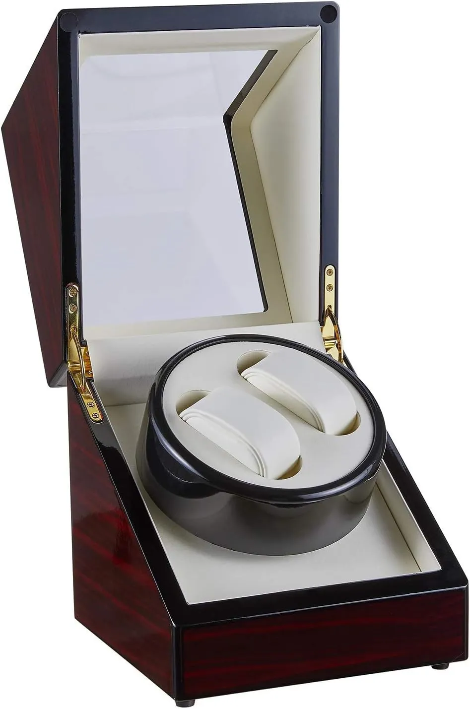 Watch Winder Box Wood Shell Piano Paint Exterior Silent Motor for Men's and Ladies Wrist Watch Accessories,A Automatic sandal barrelful slider Double 